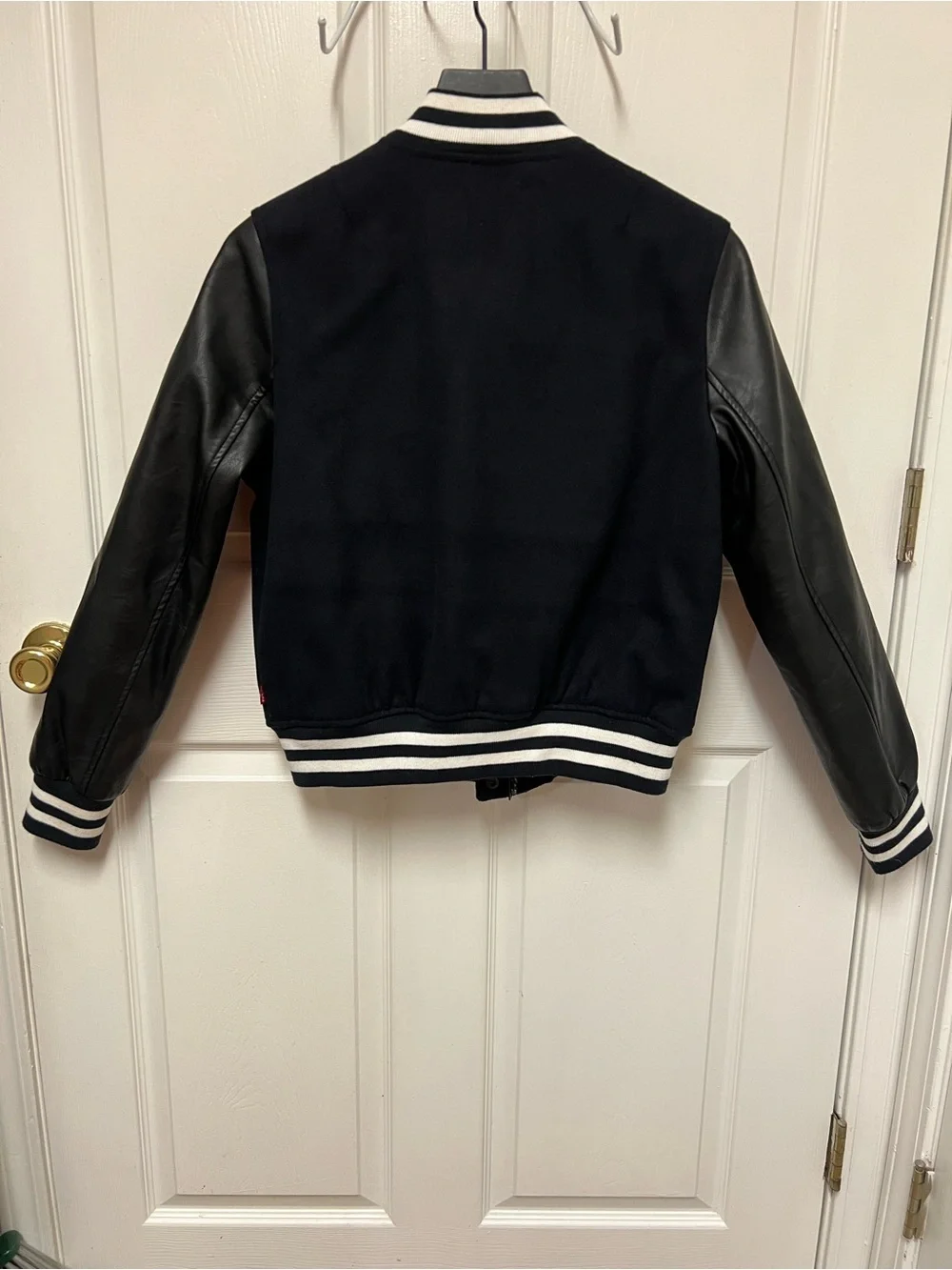 Levi Strauss & Co. Black and White Varsity Jacket with Vegan Leather Sleeves